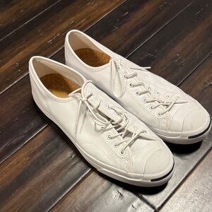 Converse Jack Purcell White Leather Low Top Sneakers Size 13 Minimalist Classic